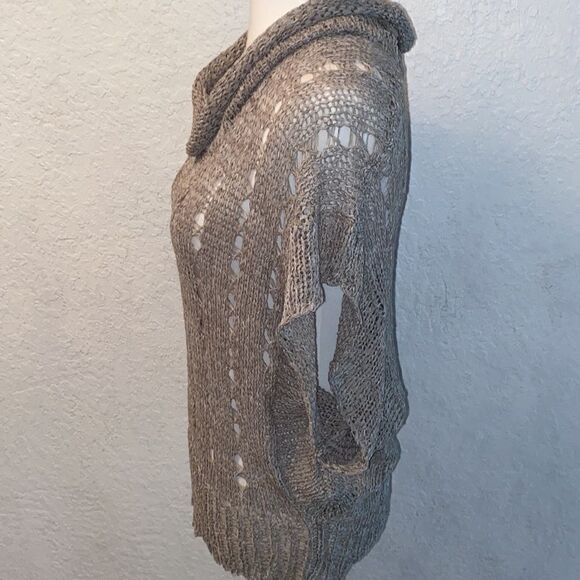 Vivienne Vivienne Tam Chunky Knit Short Sleeve Wool Blend Cowl Neck Cable knit M - Picture 2 of 9